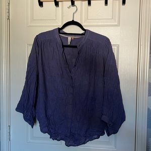 Floral-embroidered Anthro Buttondown